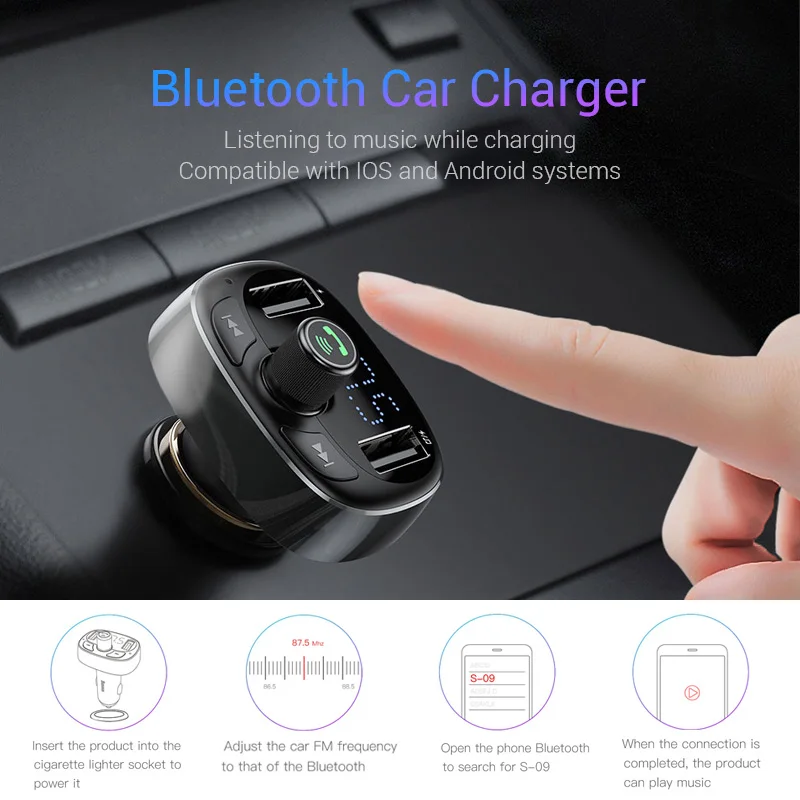 Baseus FM передатчик Aux модулятор Bluetooth 4,2 USB Автомобильное зарядное устройство комплект громкой связи аудио MP3 плеер 3.4A Быстрая зарядка для мобильных телефонов