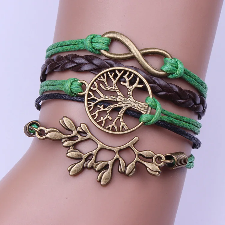 The new European and American branches of the tree life female fashion retro hand woven leather bracelet infinite|leather case jiayu g3|bracelet