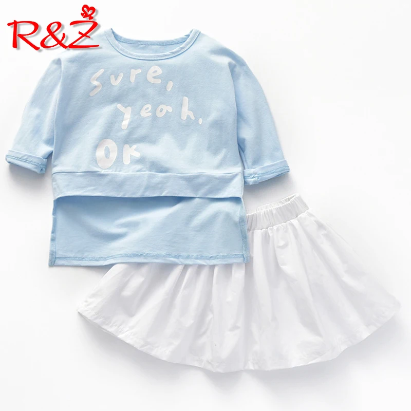 Детская одежда R & Z Новинка осени 2019 хлопковый костюм для девочек INS футболка с