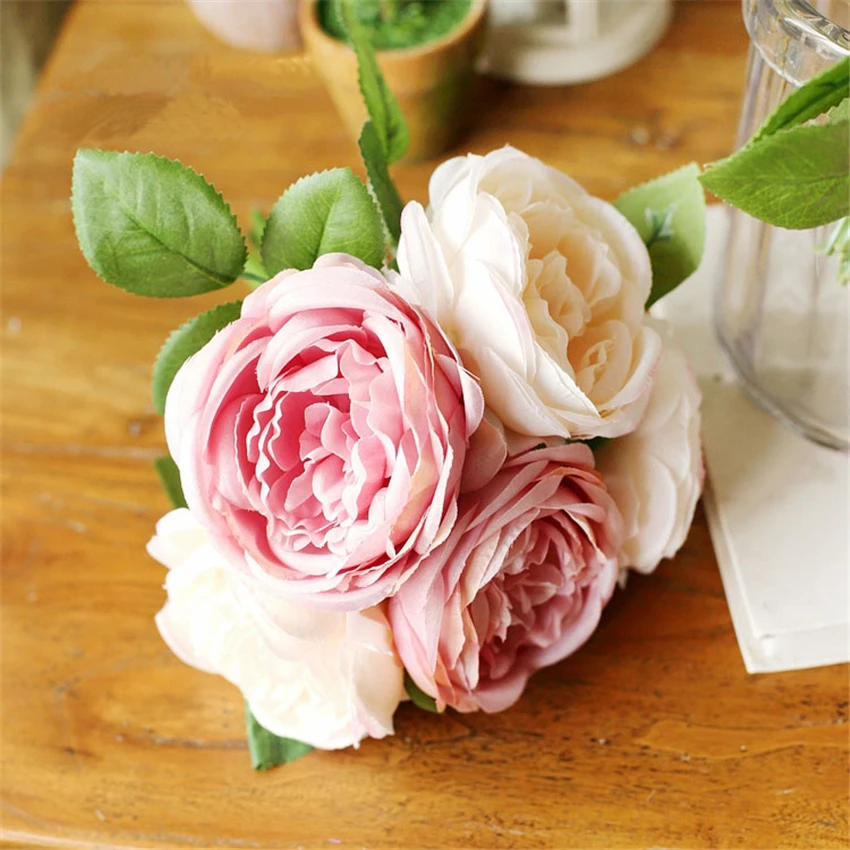 Искусственные шелковые розы цвета шампанского 5 головок/шт.|silk roses|silk flowersflowers