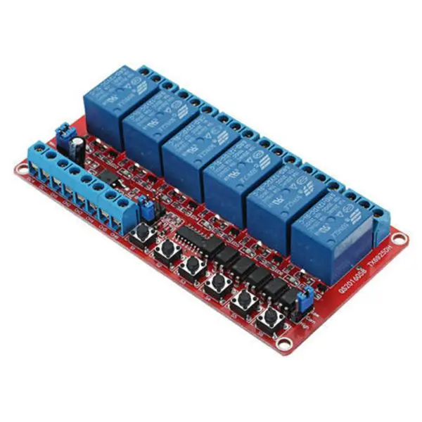 1 Piece 6-Channel Relay Module DC 12V High/Low Level trigger Self-Lock Quiescent current 23mA (L * W 110mm 57mm) ABS | Обустройство