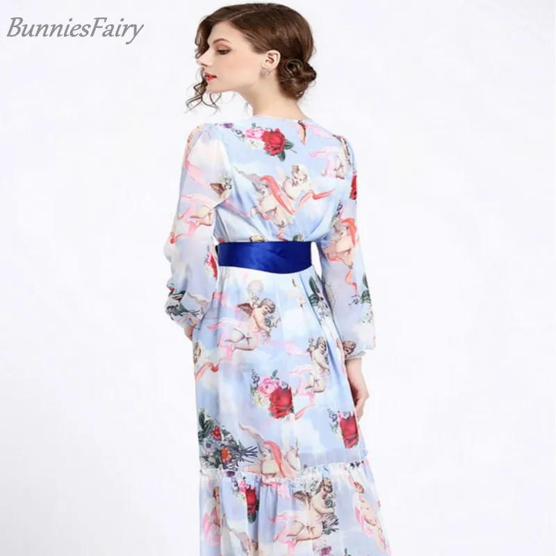 BunniesFairy богемный Вдохновленный Ангел Фэнтези цветочный принт длинное платье