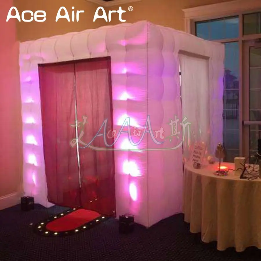 

Cheapest 1.2m W door led inflatable photo booth backdrop,photo cube funny tent for wedding and advertising for sale