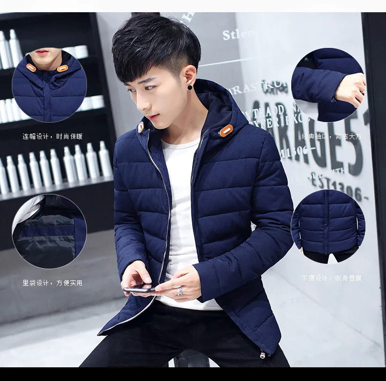 

Men new fashion stitching Slim Hoodie Tops 2018 Korean motorcycle coat Autumn Quilted Chaqueta de corte slim para blusas Parkas