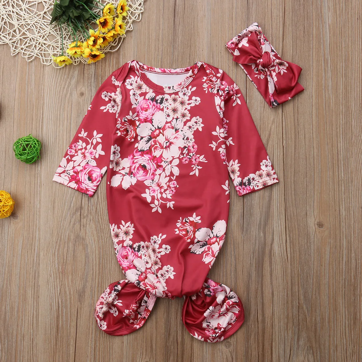2 шт. Детский комбинезон с длинным рукавом и цветочным принтом на возраст 0 6
