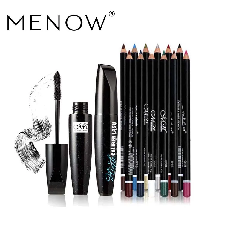 MENOW Make up set 12 Color Eyeliner Eye Liner Lip sticks &amp Black Mascara Waterproof Thick Long Lock whole sale 5410 | Красота и