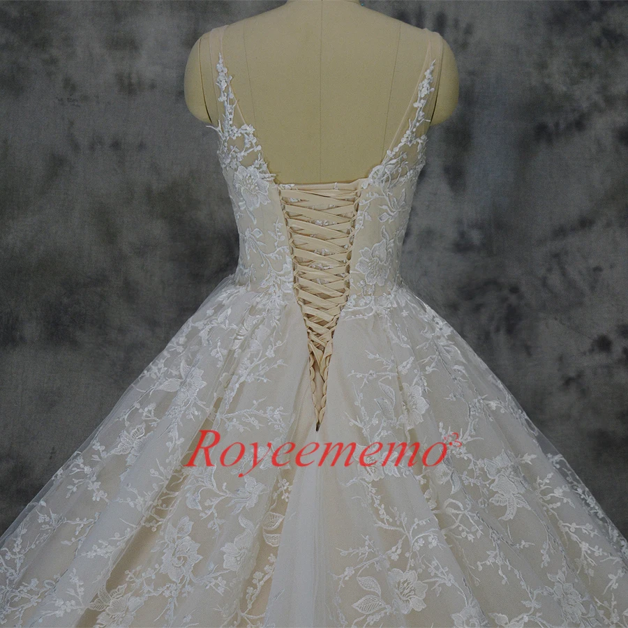 Vestido de Noiva Новое Кружевное бальное свадебное платье роскошное шампанское и свадебное платье цвета слоновой кости на заказ Заводская цена