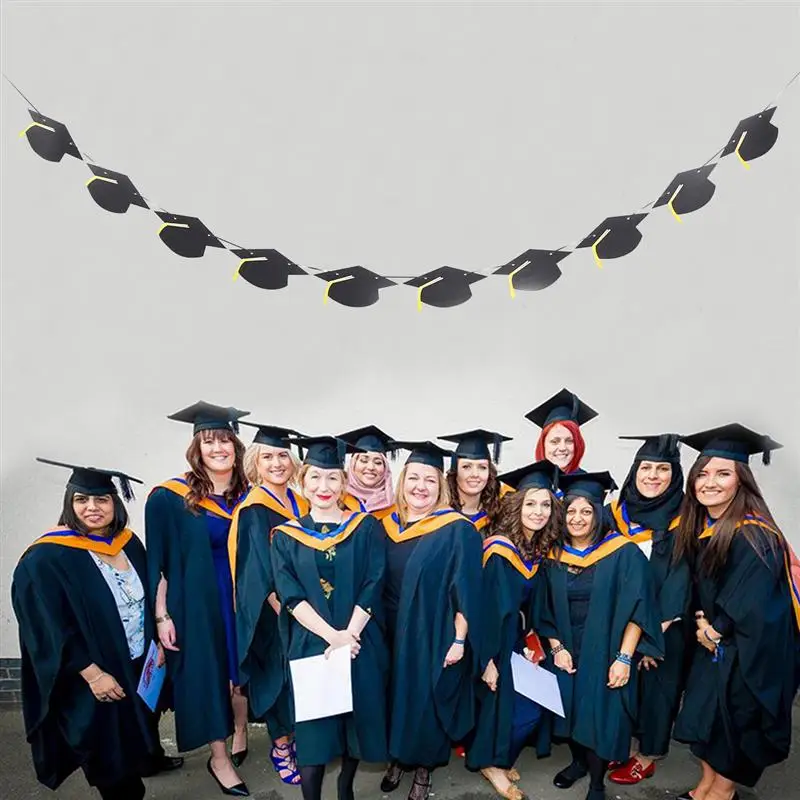 Doctorial Hat Shape Paper Bunting Banner Graduation Garland Pull Flag декоративные реквизиты для фото Выпускные
