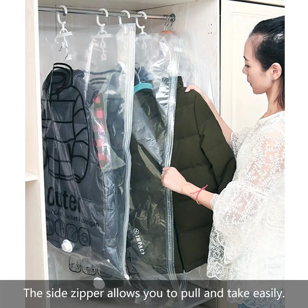 

Side Pull Hanging Type Vacuum Compression Bag Hanger Hanging Clothes Storage Bag Clothing Dustproof Cover kapstok haken