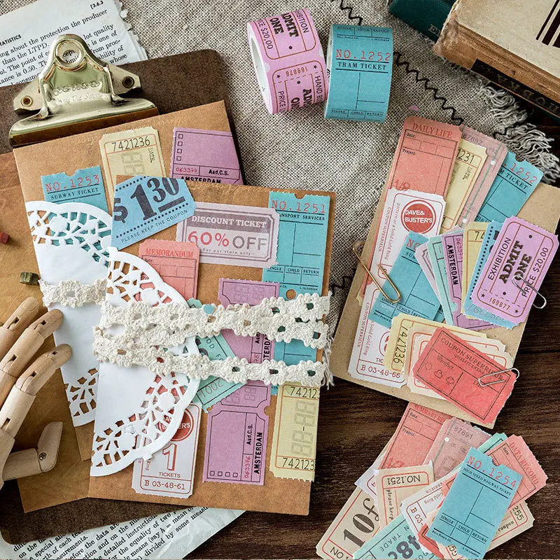 Винтажные билеты маскирующий скотч Набор 30 мм* 5 м DIY Deco поставки 12 вариантов дизайна смешанные