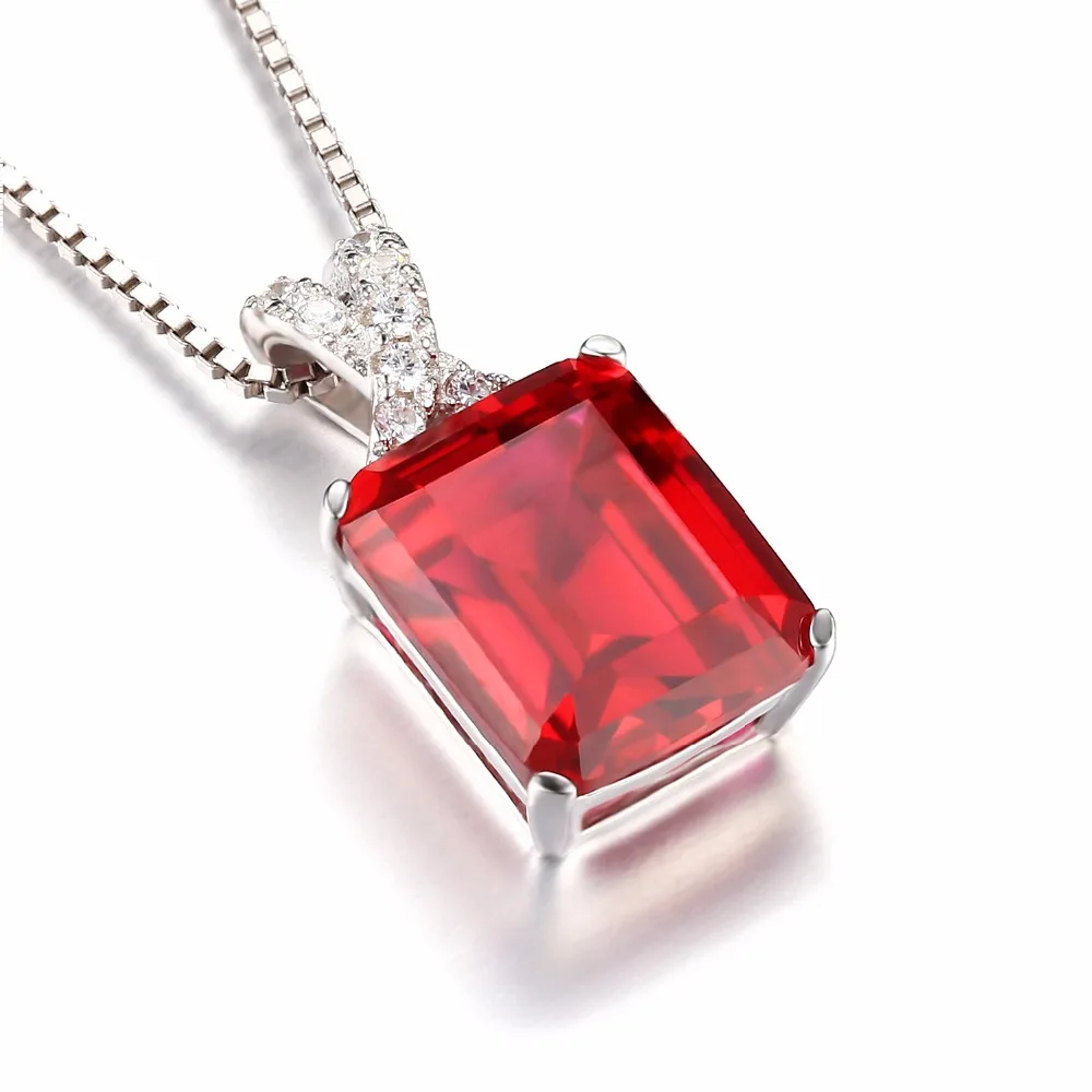 Jewelrypalace Изумрудный Cut 6ct создан красный рубин кулон Твердые стерлингового серебра