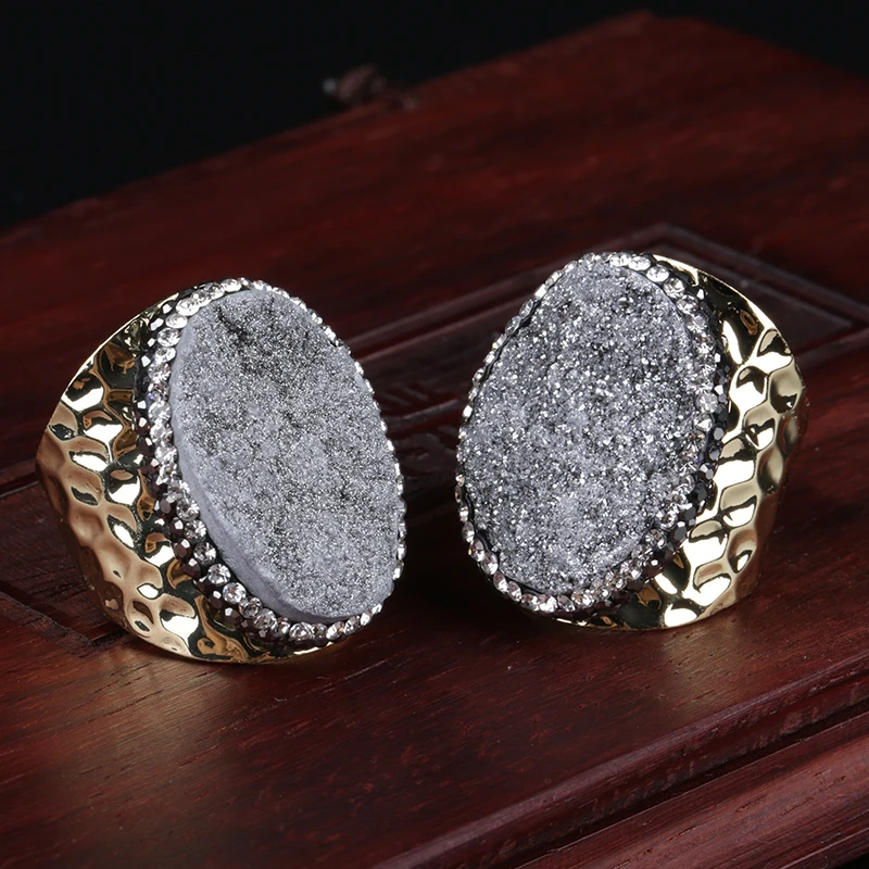 Шероховатый сырой Друза drusy драгоценные камни бусины очаровательные Стразы