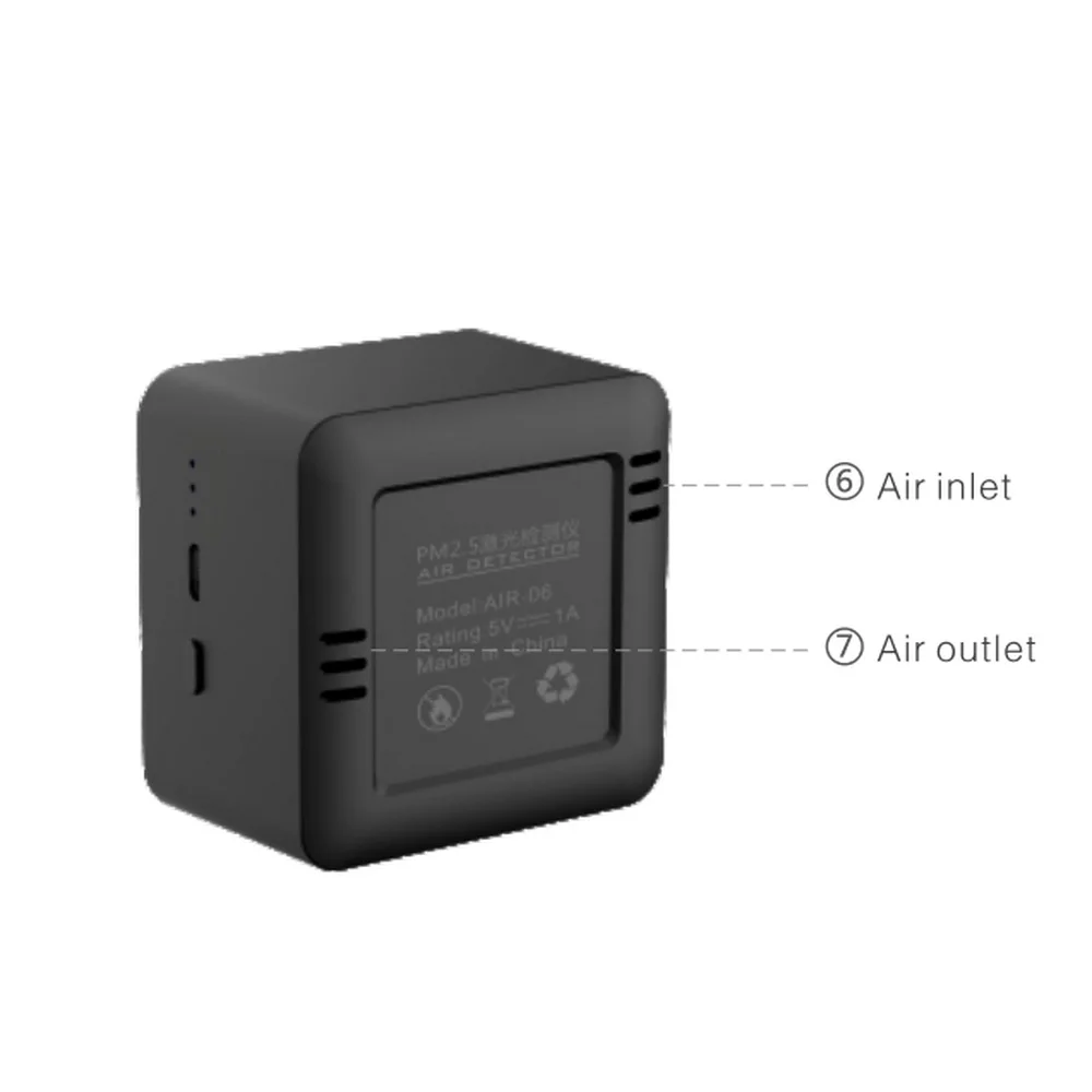 Portable USB Charging PM2.5 Laser Detector Air Quality Monitor Heat Dissipation Low Noise Gas Analyzers Measurement Instruments |