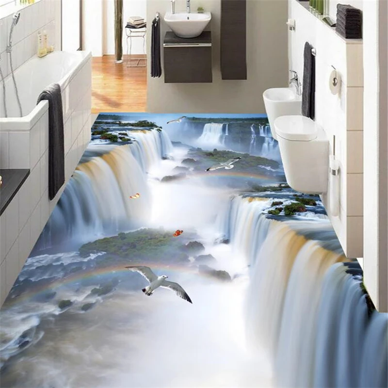 Напольные 3d-наклейки wellyu на заказ фрески с изображением скалы водопада птицы