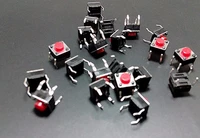 100pcslot 665mm black red small button switch copper foot micro square push button switches electronic accessories 6x6x5