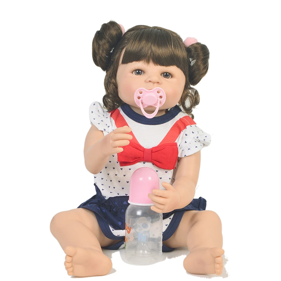 

New Real 55cm Full Body Silicone Girl Reborn Babies Doll Adorable Lifelike Toddler bebes reborn Real dolls juguetes