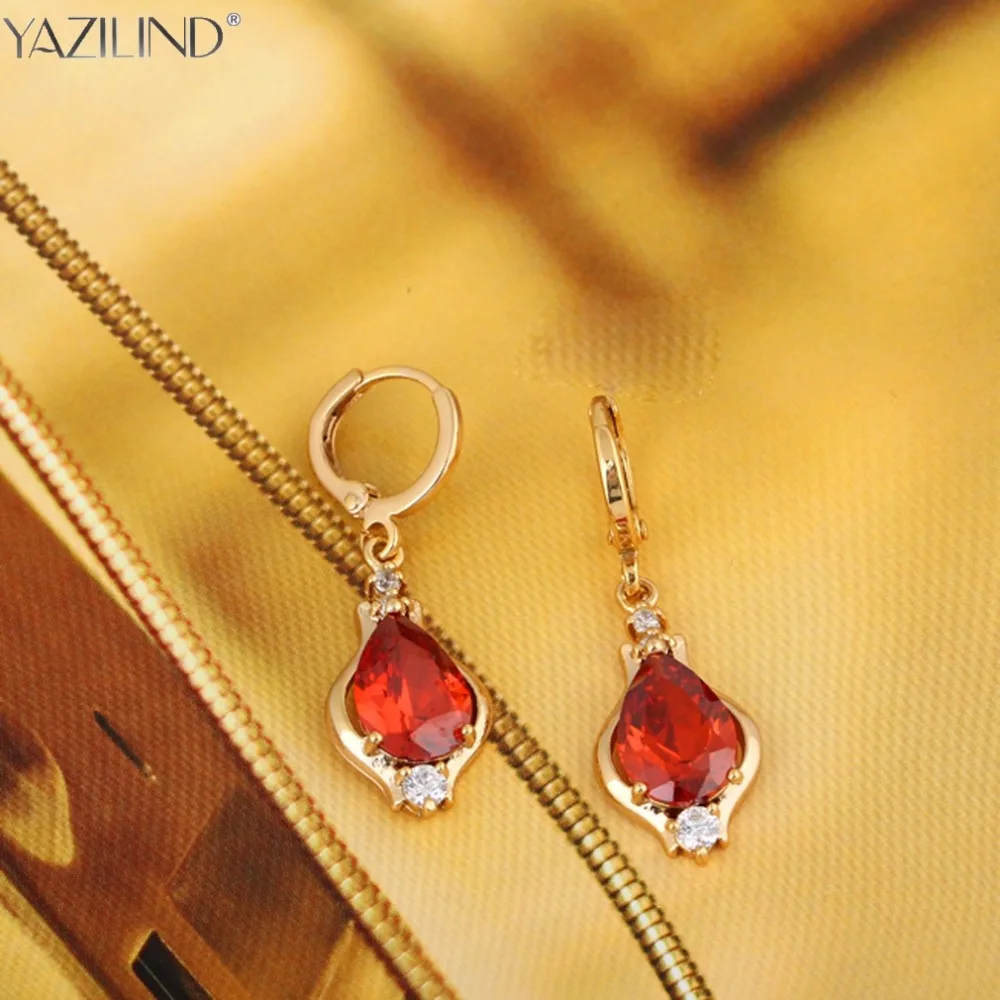 2017 Роскошные красные висячие серьги-капли с большим драгоценным камнем
