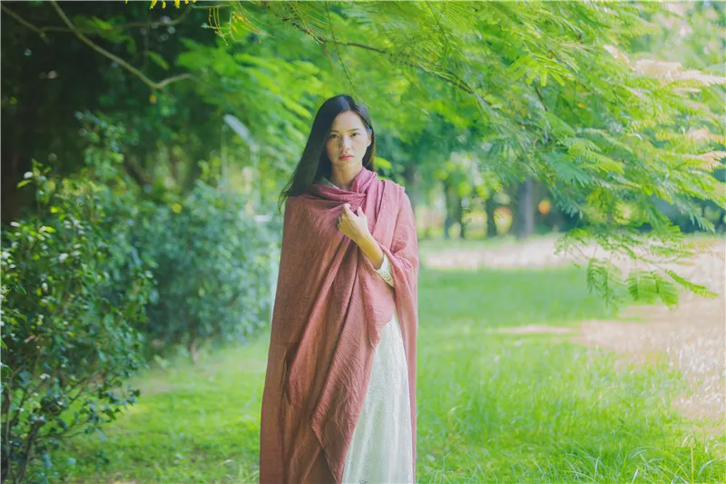 Oversize из хлопка и льна обертывания Макси обычный шарф модные однотонные Платки