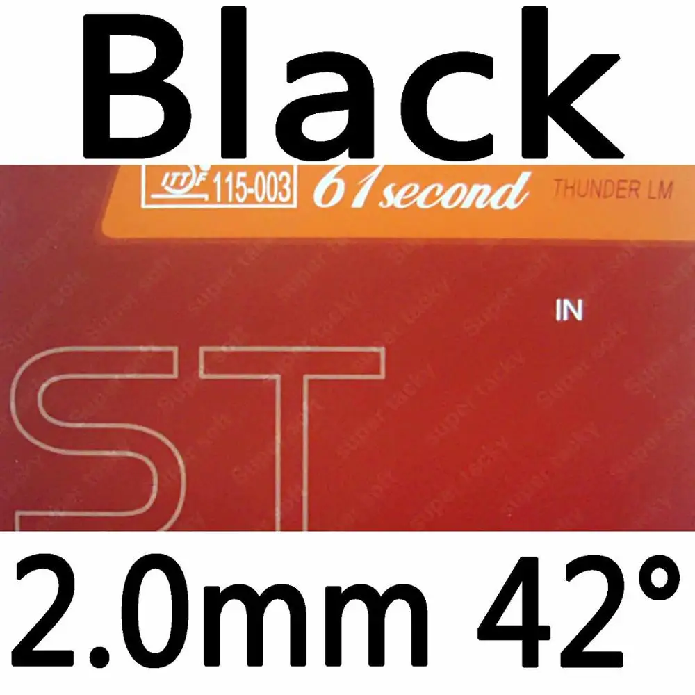 black 2.0mm H42 61second супер мягкие и супер липкий Прыщи В Настольный теннис Резина с губкой список 1,0 мм-2,2 мм - Цвет: black 2.0mm H42