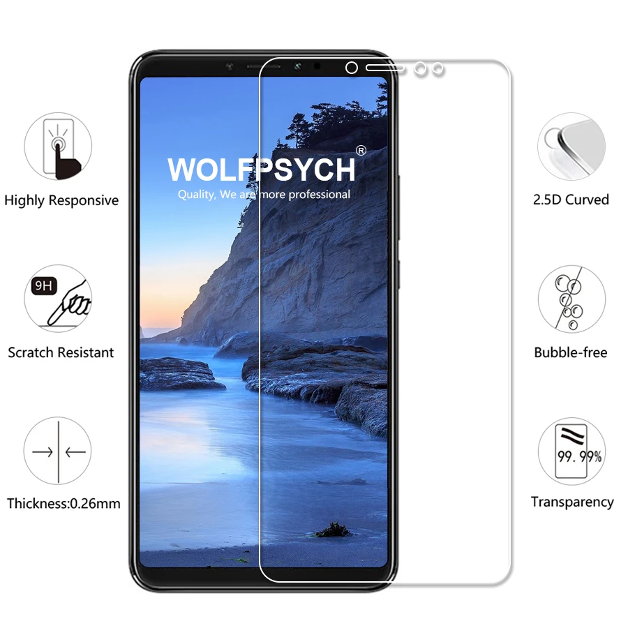 WOLFPSYCH 2.5D Tempered Glass For Xiaomi Mi Max 3 9H Clear Protective Film Anti Scratch Screen Protector Max3 | Мобильные телефоны
