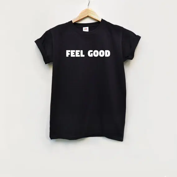 Футболка с надписью Feel good футболка в подарок унисекс french tees хлопковая shirt-B329 |