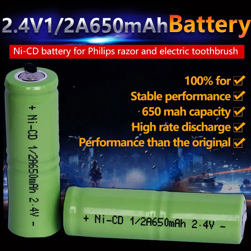 Cncool 1 шт./лот 2 4 В 1/2A 650 мАч бритвенная батарея ni cd электрическая бритва для зубных