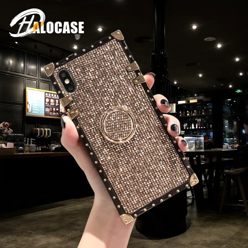 Роскошный квадратный металлический чехол-подставка с заклепками для iPhone 11 Pro MAX XS