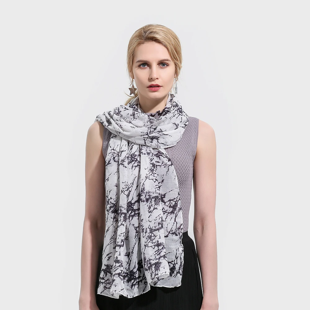 

Winfox New Brand Fashion Lightweight Soft White Marble Pattern Belong Scarf Foulard Echarpe Scarves For Womens Ladies Gifts