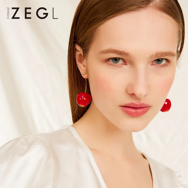 ZEGL красные серьги-Вишенки для женщин темперамент для празднования новых сережек