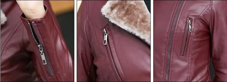 Зимняя кожаная куртка кожаное пальто Корейская популярная Толстая теплая