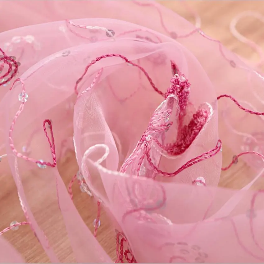 Pink Розовый занавес s бабочка декор фиолетовый вышитый занавес s скрининг Sheering тюль занавес для гостиной Красный Тюль wp344#30 - Цвет: Pink