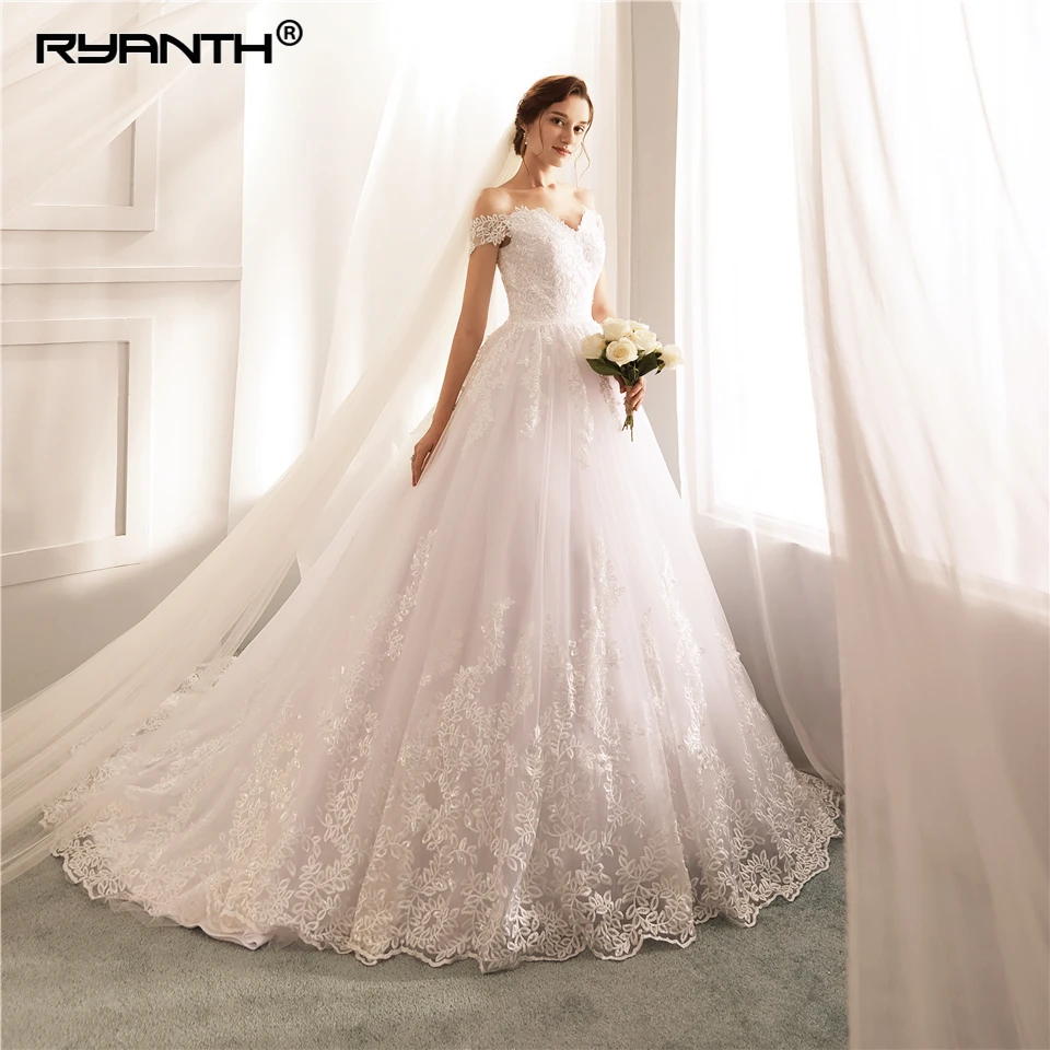 

Ryanth Hot Sale Off The Shoulder Lace Wedding Dress Cheap Vestido De Noiva Bridal Gowns Luxury Ball Gown Robe De Mariage 2023