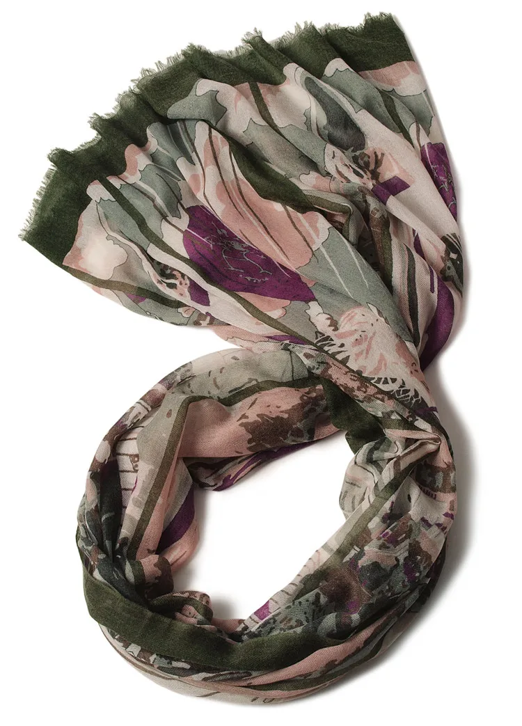 

super fine 100%goat cashmere unique printed women's boutique scarf shawl pashmina large size 90x200cm