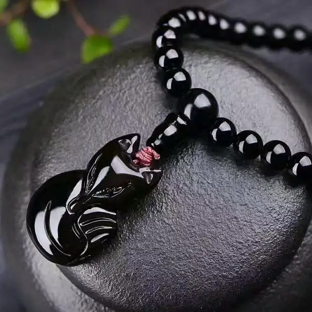 ZCD 1213+++Genuine Obsidian 108 beads bracelet and a fox | Украшения и аксессуары