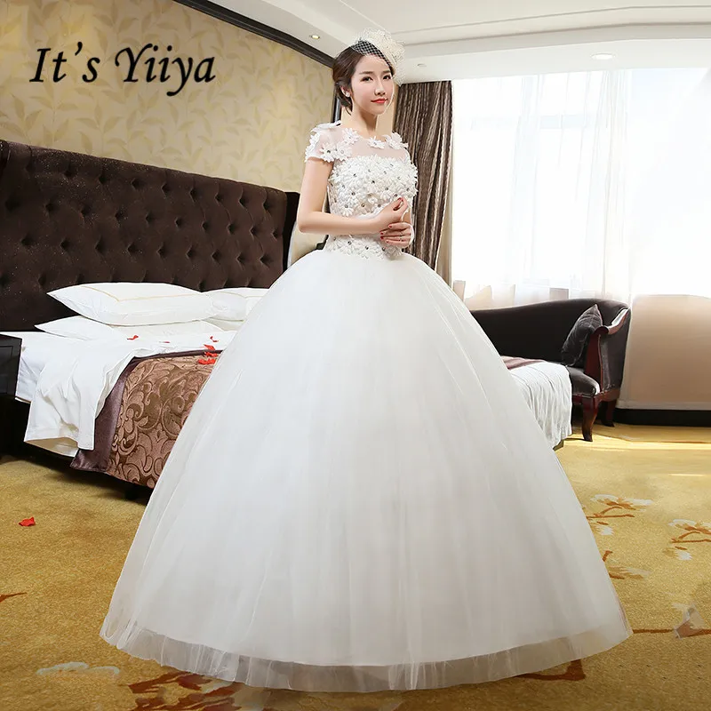 Vestidos De Novia настоящая фотография Дешевые Свадебные платья с круглым вырезом размера плюс белые кружевные свадебные платья с коротким рукавом HS215