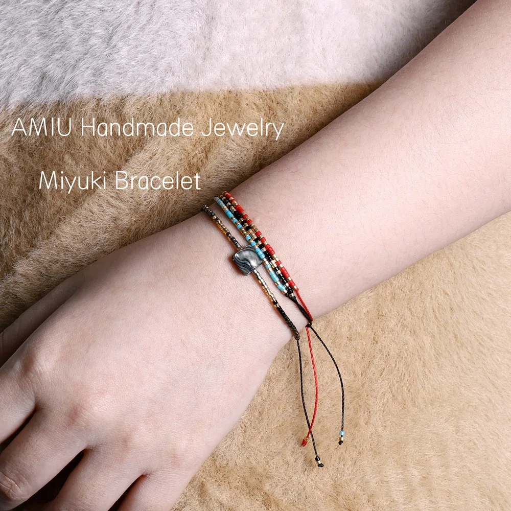 AMIU бижутерия ручной работы бисер Miyuki браслет из бисера Популярные любовные счастливые браслеты и браслеты для женщин и мужчин восковые браслеты