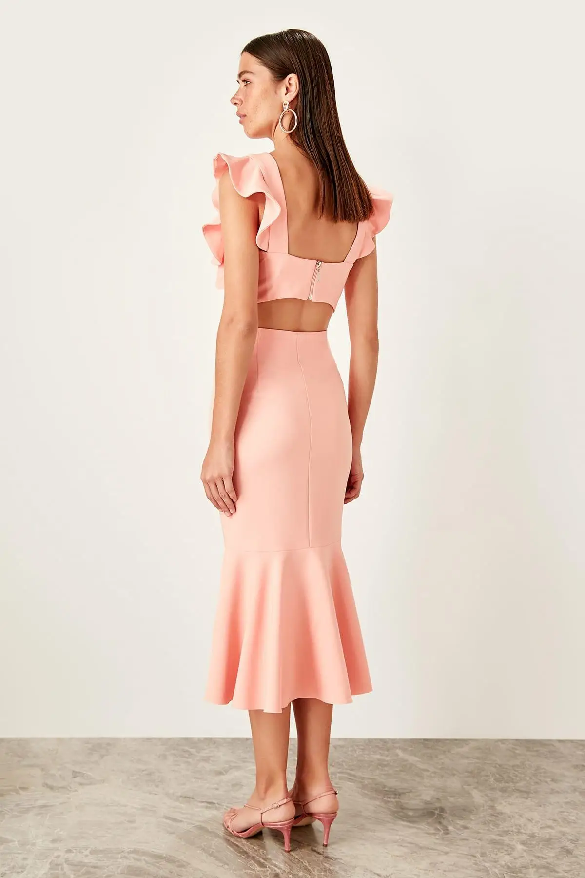 Trendyol персиковый маховик юбка TPRSS19BB0319|Женские юбки| |