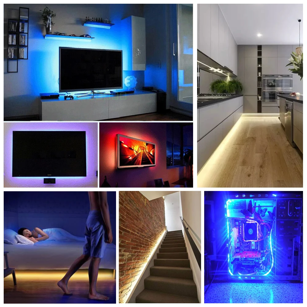 Светодиодная лента 5 в RGB с питанием от USB декоративная лампа 60 светодиодов/м 2835 SMD