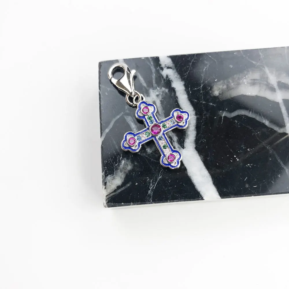 Подвески для изготовления браслета из серебра 925 пробы с красным фианитом|Шармы| |