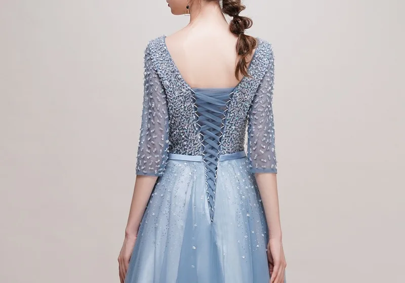 

modabelle Light Blue Evening Dresses Vestido Noche Largo Half Sleeve Formal Evening Dresses Vestidos De Mujer Fiesta Noche
