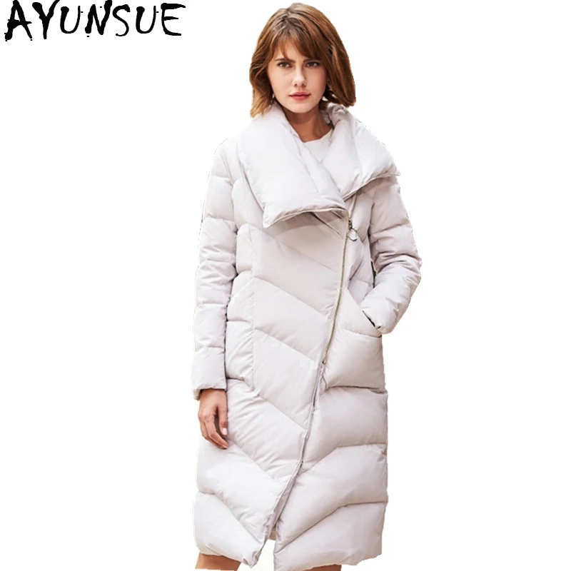 AYUNSUE зимняя куртка для женщин 90% белый пуховик 2019 новый длинный плотный парка