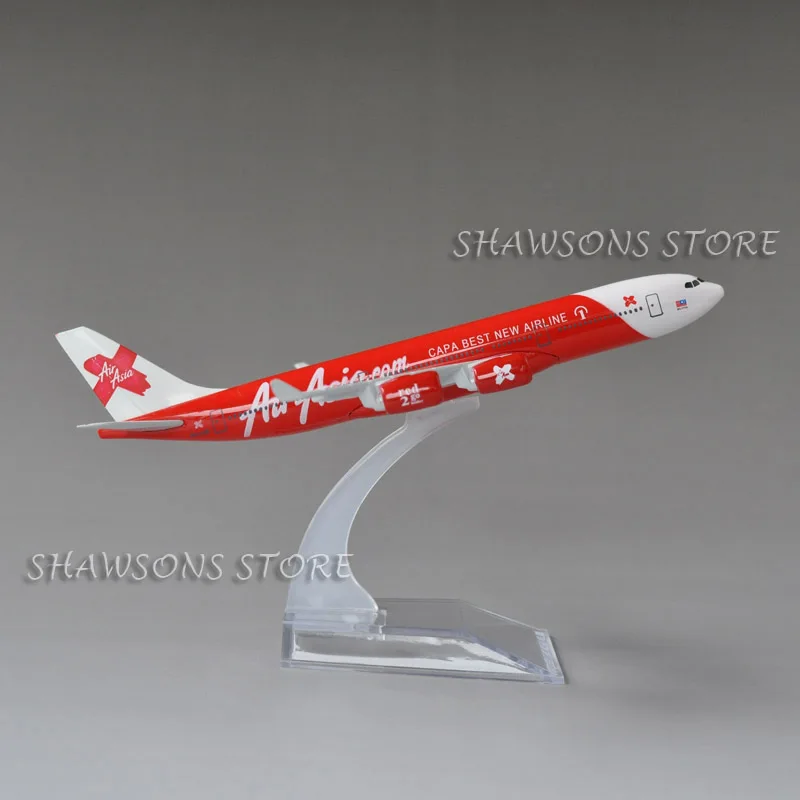 Diecast металлические 1:400 самолет модель игрушки Аэробус A340 300 Air Asia авиалайнер 15 5 см
