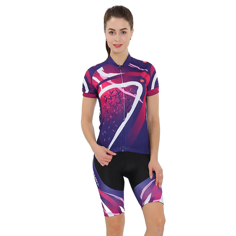 women set purple Семейная коллекция, профессиональная команда, Мужская велосипедная футболка, комплект с коротким рукавом, одежда для горного велосипеда, женская одежда для велосипеда, детская одежда для велоспорта - Цвет: women set purple