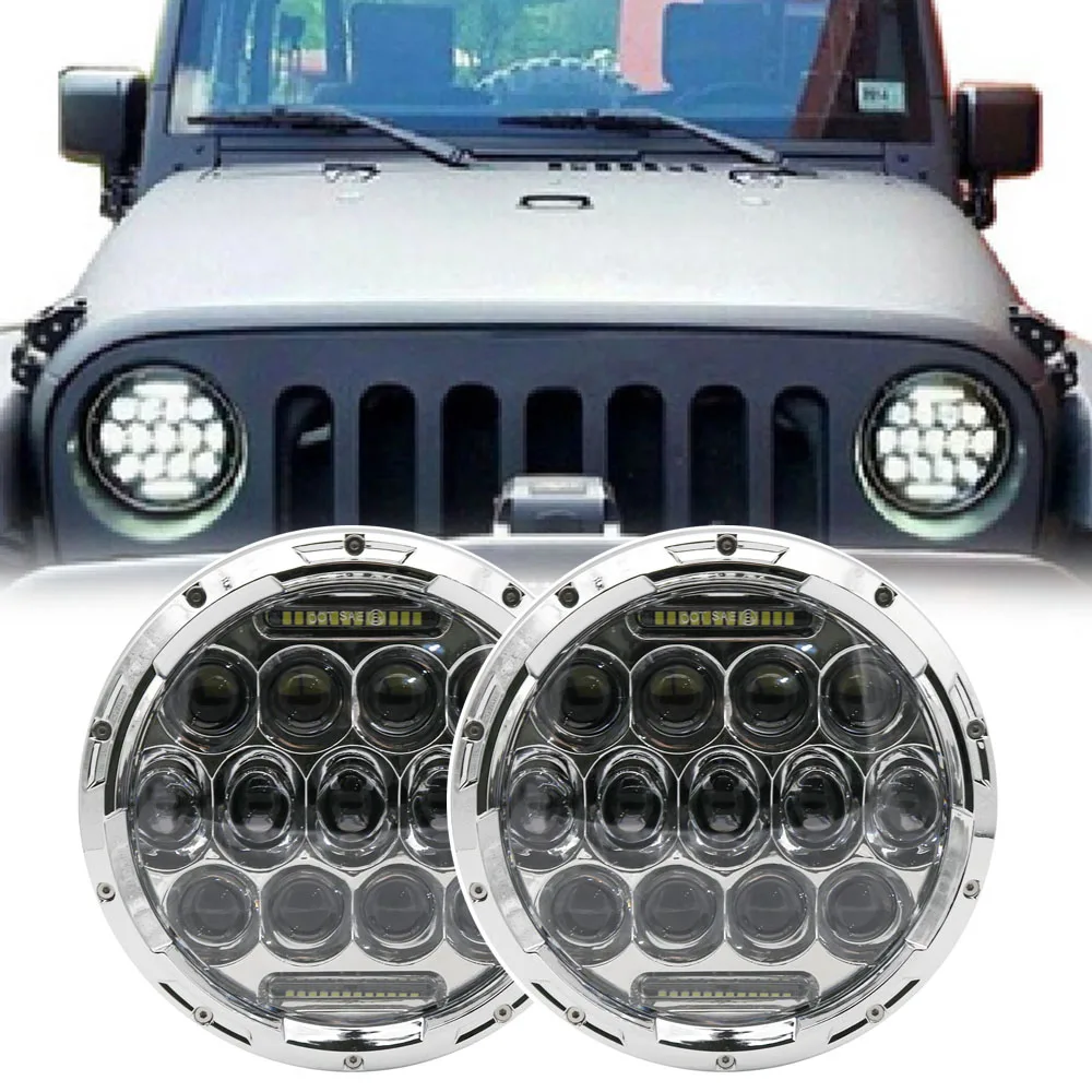 7 дюймов светодиодный фары DRL угол глаза 12v/24v &quotсветодиодный фар для джипа Wrangler LJ