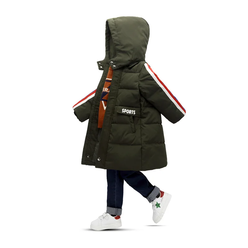 2018 зимняя куртка для Детская на гусином пуху мальчиков пальто с капюшоном и парки