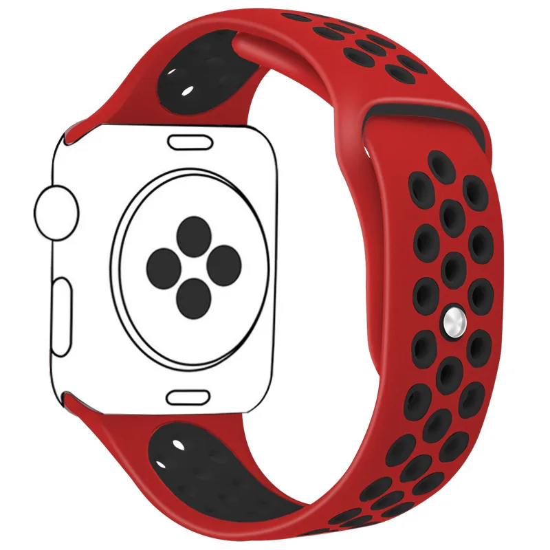 Red Black Силиконовый ремешок для наручных часов Apple Watch, версии 40/44/42/38 мм для ремешок для часов аpple для наручных часов iwatch, ремешок Nike мл размерного ряда 1/2/3/4 - Цвет: Red Black