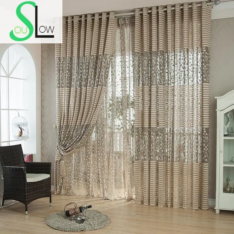 

Slow Soul Brown White Yellow Coffee Jacquard Curtain Curtains Cortinas Tulle Cortina For Living Room Rideaux Kitchen Bedroom