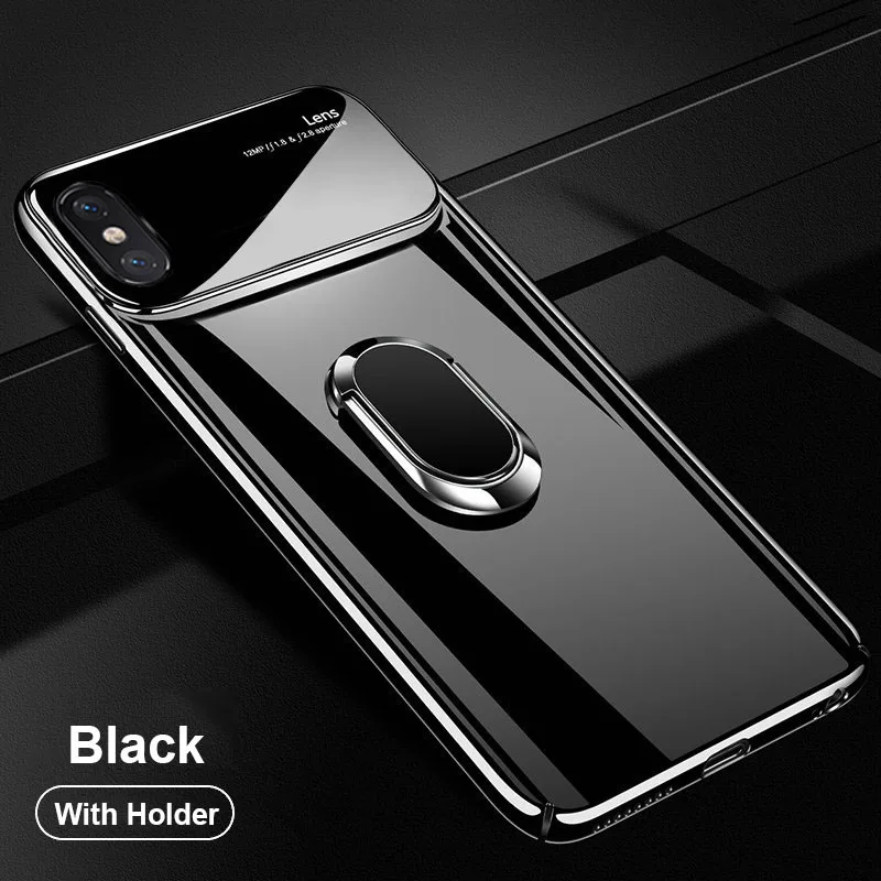 Black With Holder AOXIN чехол для телефона для iPhone 6 6s 7 8 Plus XR Xs Max чехол бампер на iPhone 6 7 X s чехол с магнитный держатель-кольцо для пальца - Цвет: Black With Holder