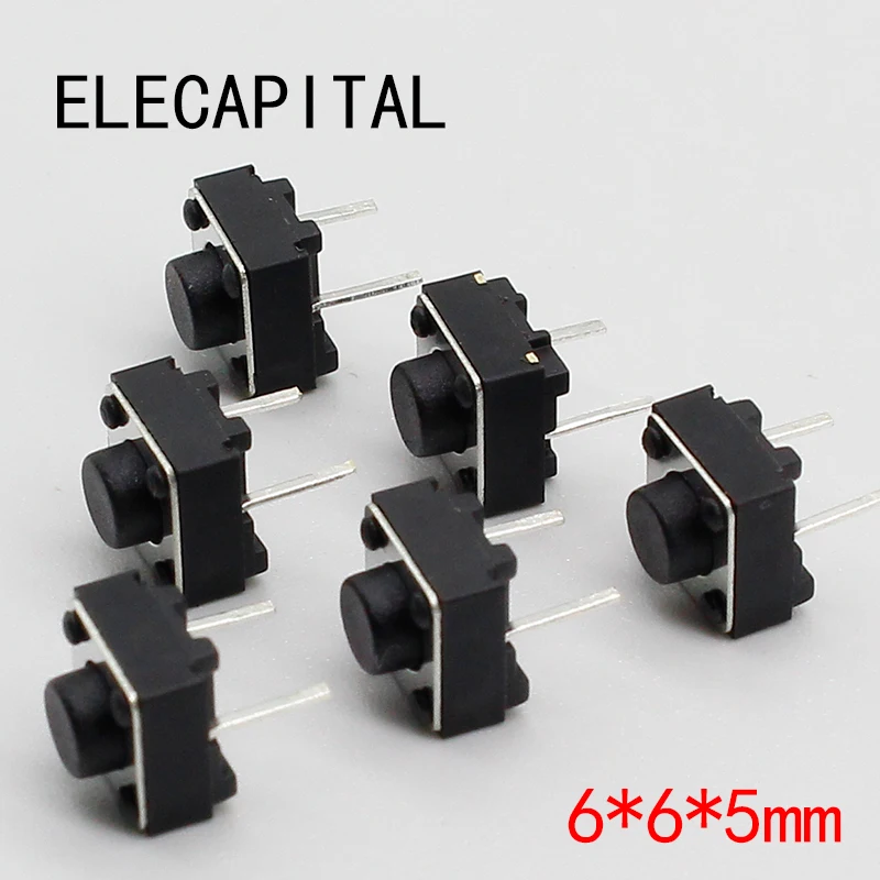 Бесплатная доставка 6X6X5mm 2pinTactile Tact Mini Кнопочный микропереключатель мгновенный 100