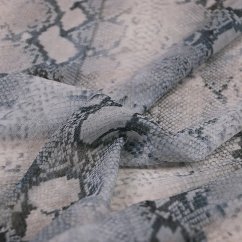 serpentine printed silk soft chiffon fabric snake skin thin for dress long beach clothing tissue | Дом и сад